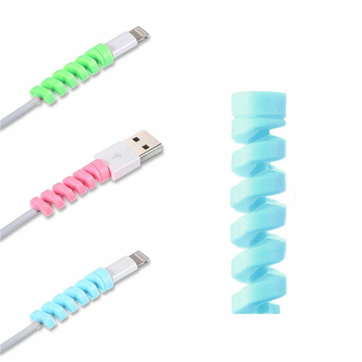 BUFFER® 4'lü Apple, Android Şarj Aleti Kablosu Koruyucu Silikon Spiral Yay Aparat