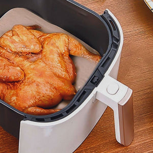 BUFFER® 100 Adet Air Fryer Pişirme Kağıdı Tek Kullanımlık Hava Fritöz Yağ Geçirmez Yapışmaz Gıda Pişirme Kağıdı Deliksiz Düz Kare Model Pişirme Kağıdı