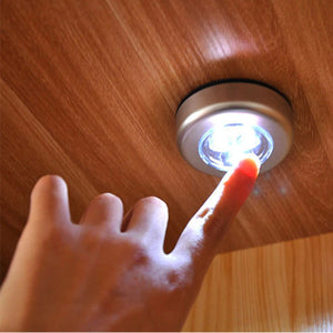 BUFFER® Kablosuz Dolap Spot Lamba Dokunmatik Pilli Led Lamba 3 Ledli Dolap Mutfak İçi Aydınlatma