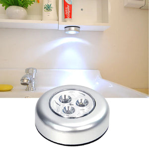 BUFFER® Kablosuz Dolap Spot Lamba Dokunmatik Pilli Led Lamba 3 Ledli Dolap Mutfak İçi Aydınlatma