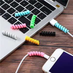 BUFFER® 4'lü Apple, Android Şarj Aleti Kablosu Koruyucu Silikon Spiral Yay Aparat