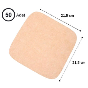 BUFFER® 50 Adet Air Fryer Pişirme Kağıdı Tek Kullanımlık Hava Fritöz Yağ Geçirmez Yapışmaz Gıda Pişirme Kağıdı Deliksiz Düz Kare Model