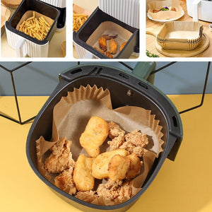 BUFFER® 50 Adet Air Fryer Pişirme Kağıdı Tek Kullanımlık Hava Fritöz Yağ Geçirmez Yapışmaz Kare Tabak Model PVC 20cm.