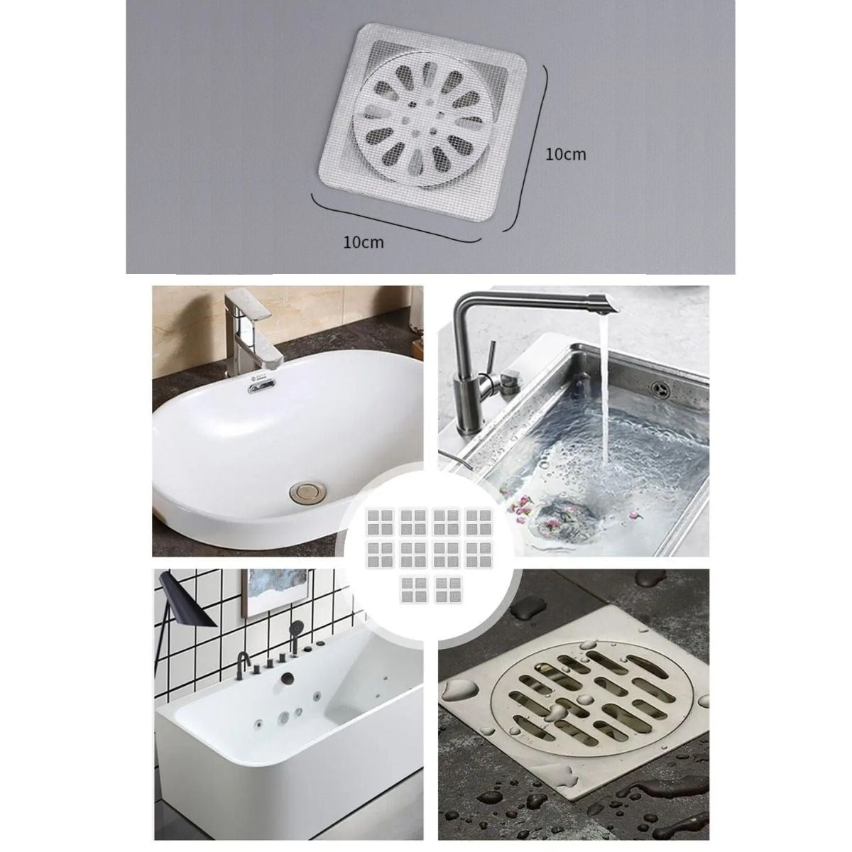 BUFFER® 10'lu Banyo ve Mıutfak Lavabo Koku Önleyici ve Haşere Böcek Önleyici Gider Filtresi