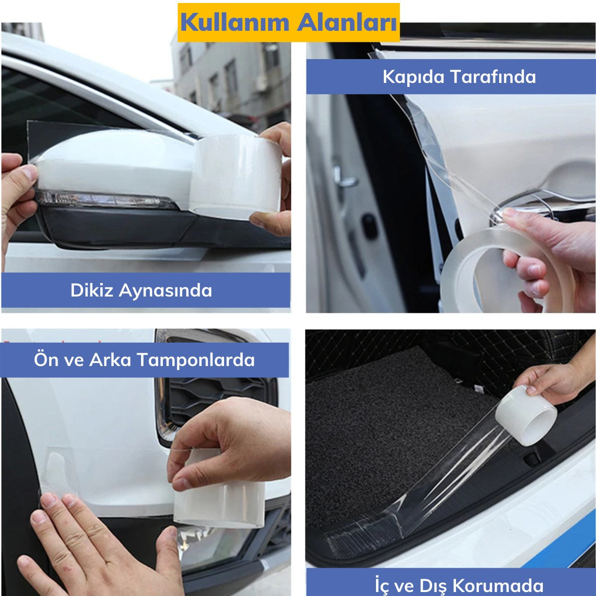 BUFFER® Şeffaf Su Geçirmez Çizilmeye Dayanıklı Oto Darbe Koruyucu Bant Kapı Koruyucu 3 mt x 5 cm