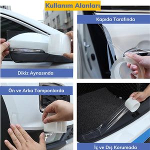 BUFFER® Şeffaf Su Geçirmez Çizilmeye Dayanıklı Oto Darbe Koruyucu Bant Kapı Koruyucu 3 mt x 5 cm