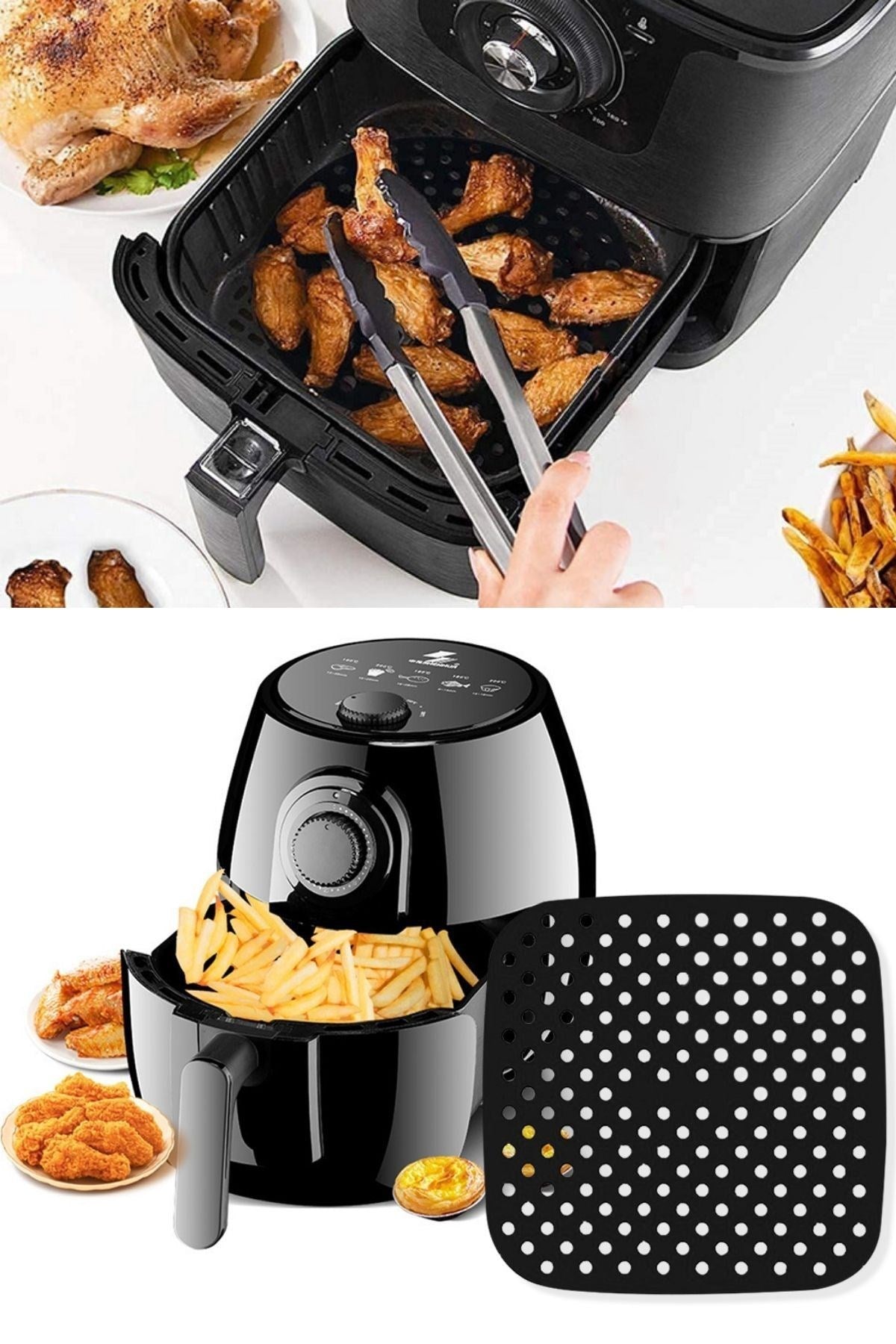 BUFFER® Renkli Isıya Dayanıklı Yıkanılabilir Silikon Fırın Ve Airfryer Kare Model Pişirme Matı 21,5 Cm