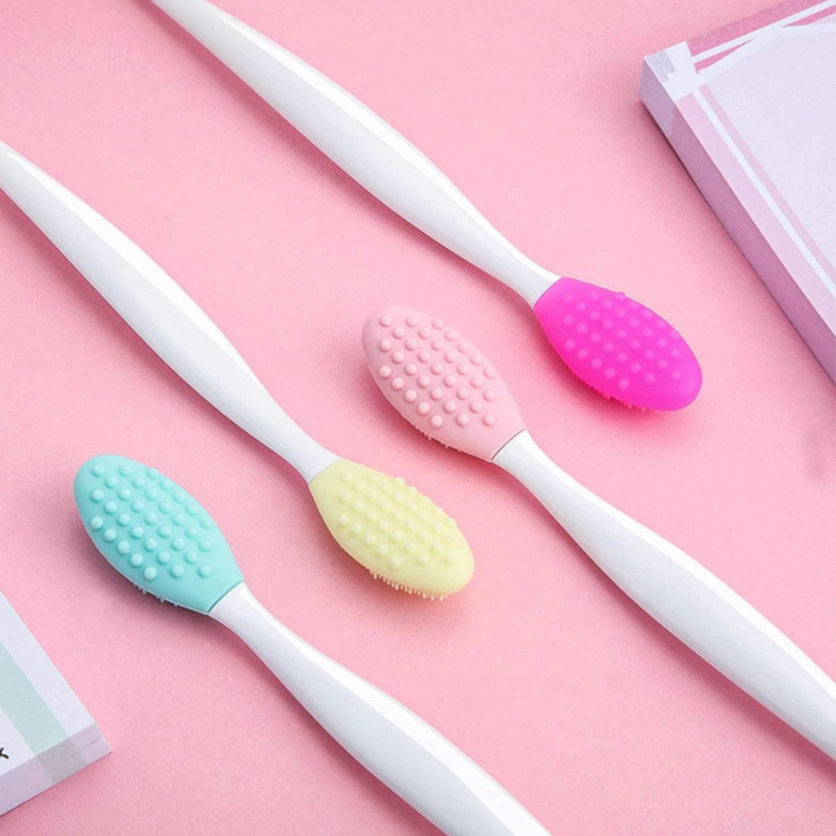 BUFFER® 2 Adet Dudak Burun Fırçası Peeling Etkili Gözenek Siyah Nokta Temizleyici Akne Giderici Çift Fırça