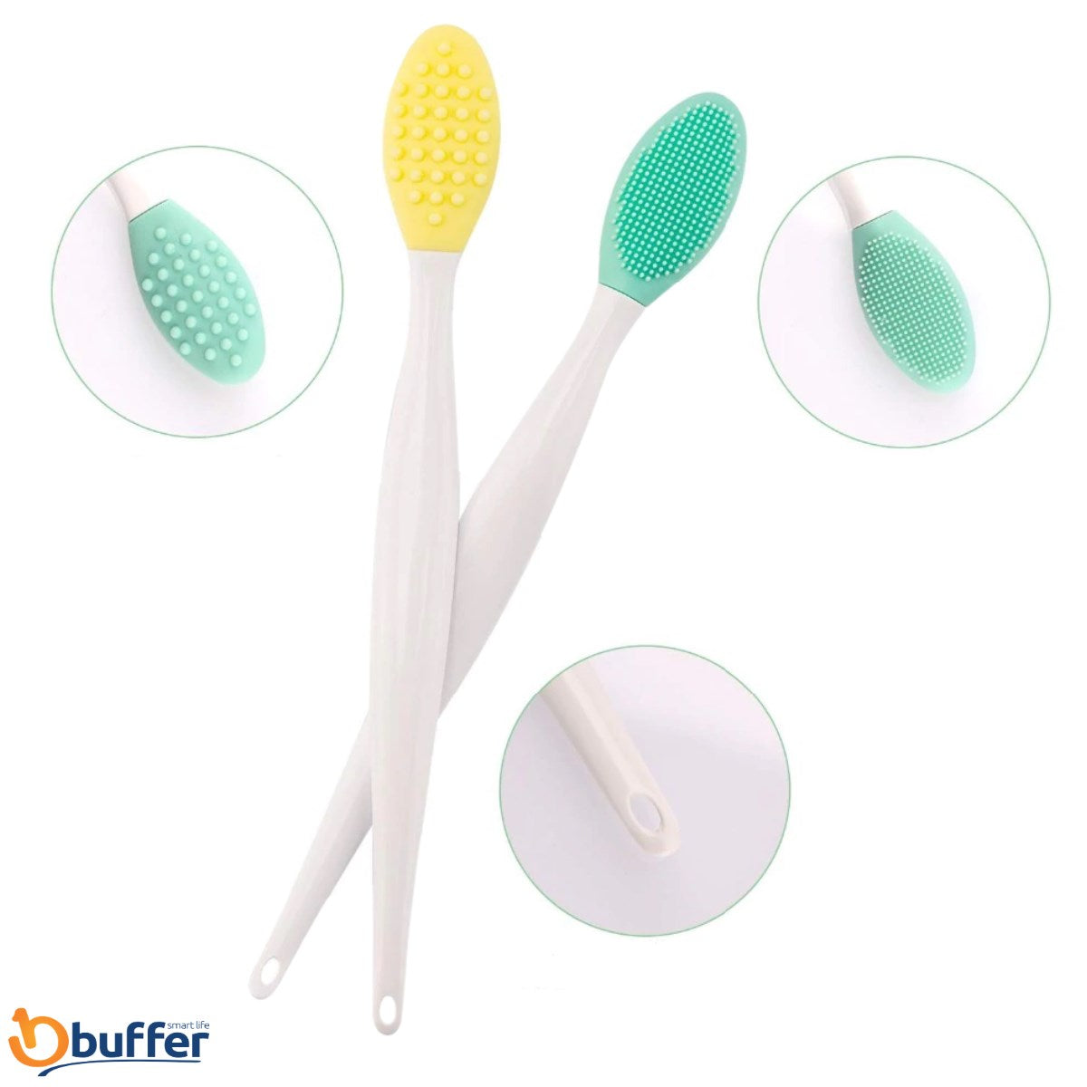 BUFFER® 2 Adet Dudak Burun Fırçası Peeling Etkili Gözenek Siyah Nokta Temizleyici Akne Giderici Çift Fırça